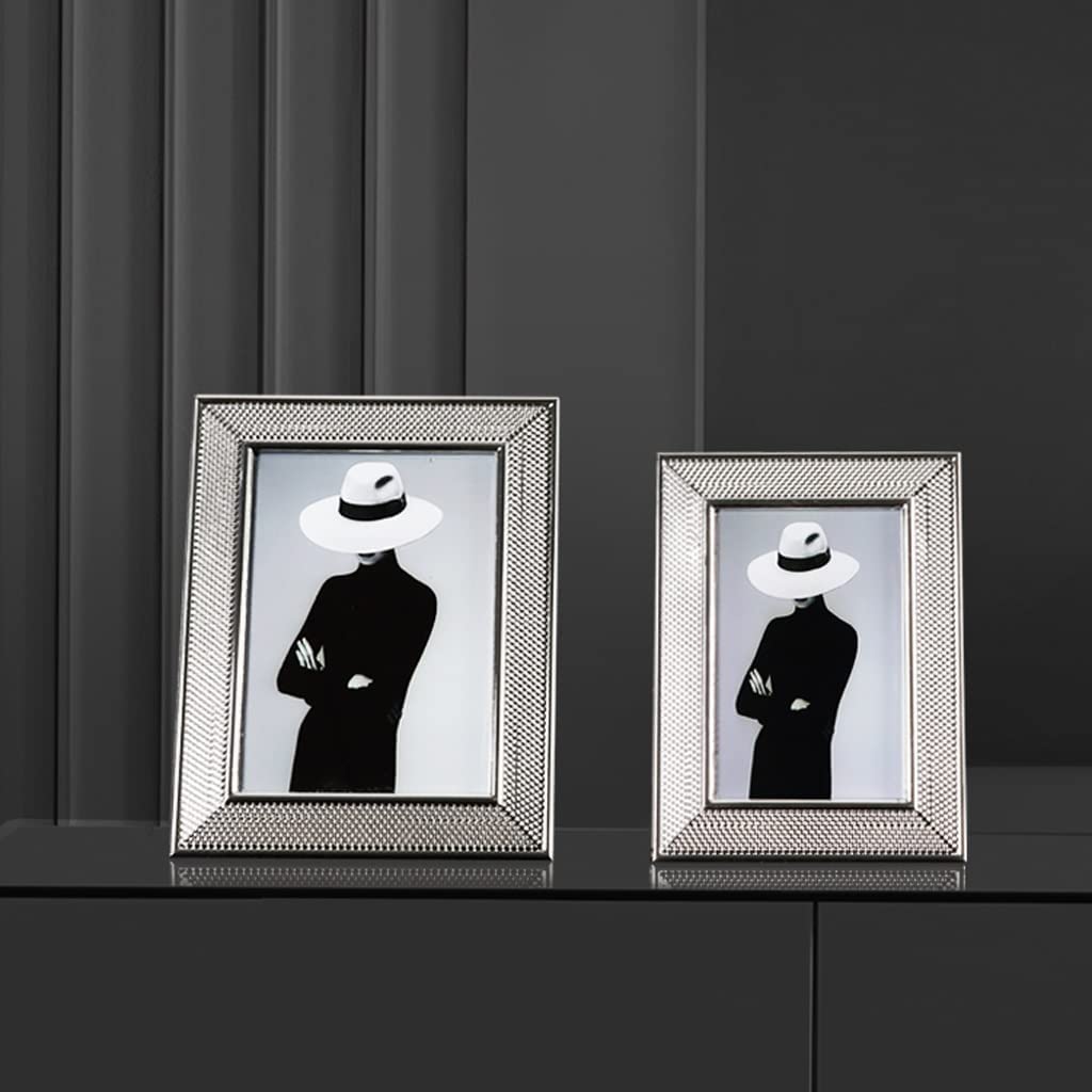 Portaretratos para Foto Marco De Fotos De Metal, Marco De Fotos De Boda Moderno, Mesa, Sala De Estar, Decoración De Mesa De Escritorio Decoración De Hogar Oficina(7 Inch)