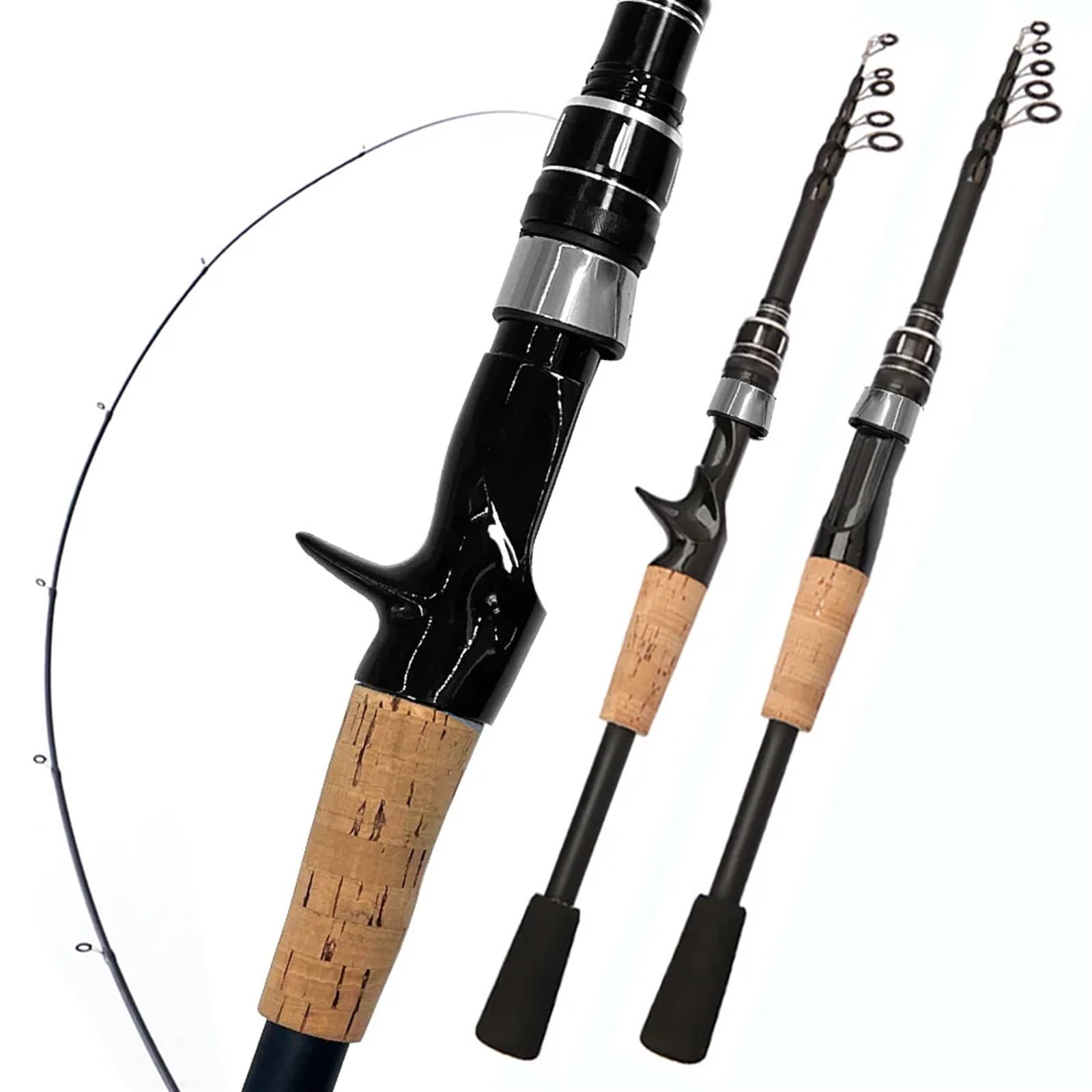 Canna da Pesca Baitcasting Lure Canna da Pesca Telescopico Manico in Legno Casting in Carbonio Attrezzatura da Pesca Professionale Leggero