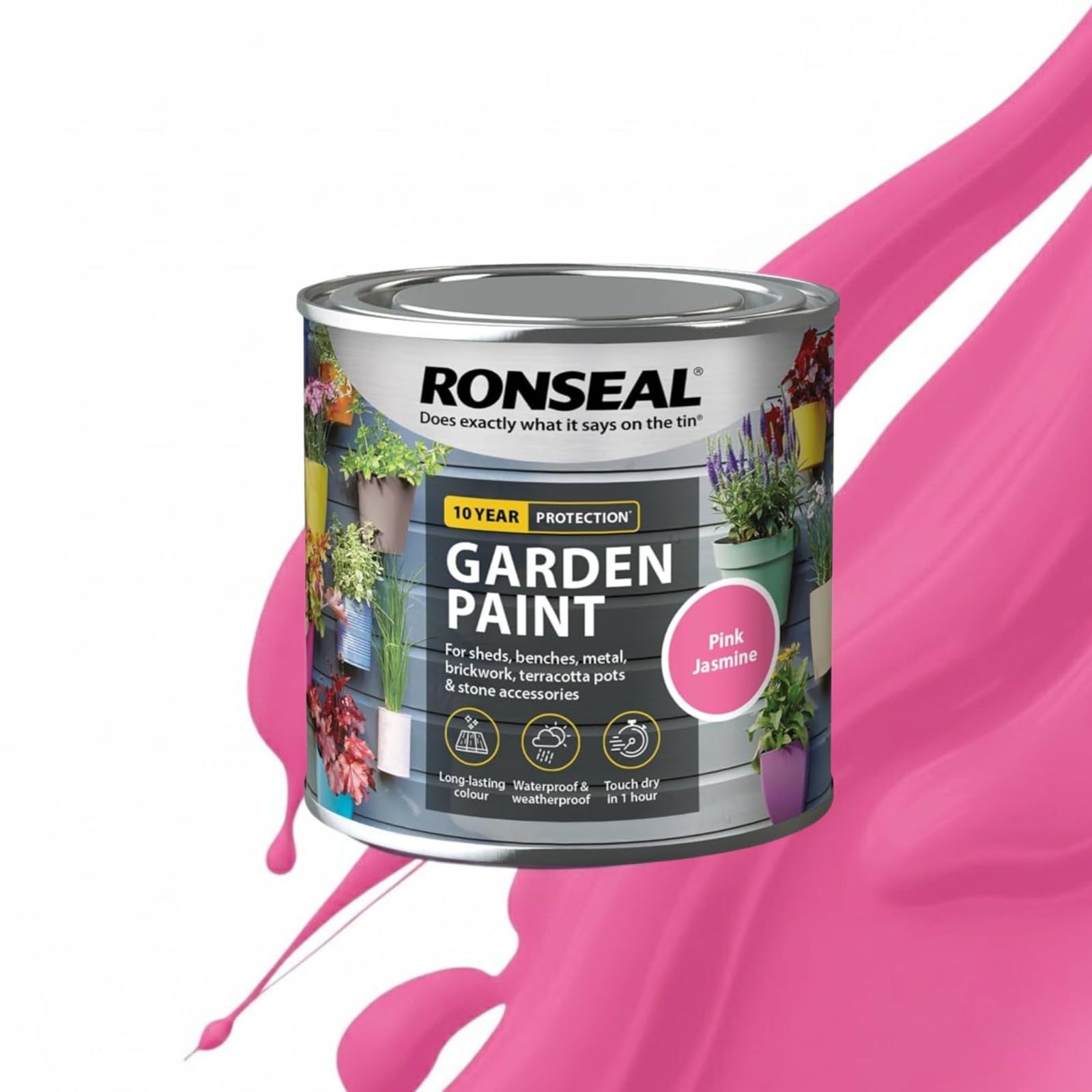 Milena Pink Jasmine Garden Paint 750ml, Water Based Wooden Paints, Fast Drying Matt Finish, Long Lasting Fade Resistance Fence Paint, DIY Colour for Brick, Flower Pots (Pink Jasmine, 750 M L)