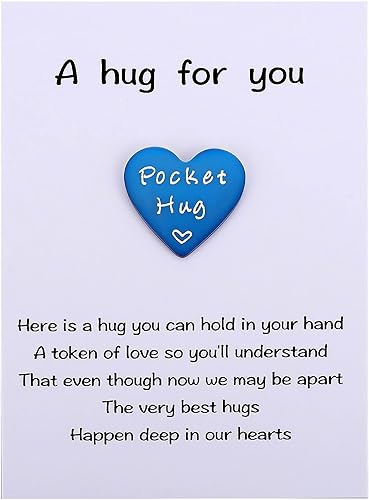 MIXJOY Lindo símbolo de abrazo de bolsillo de corazón y recuerdo de tarjeta pensando en ti te extraña, regalos para familiares y amigos que viven