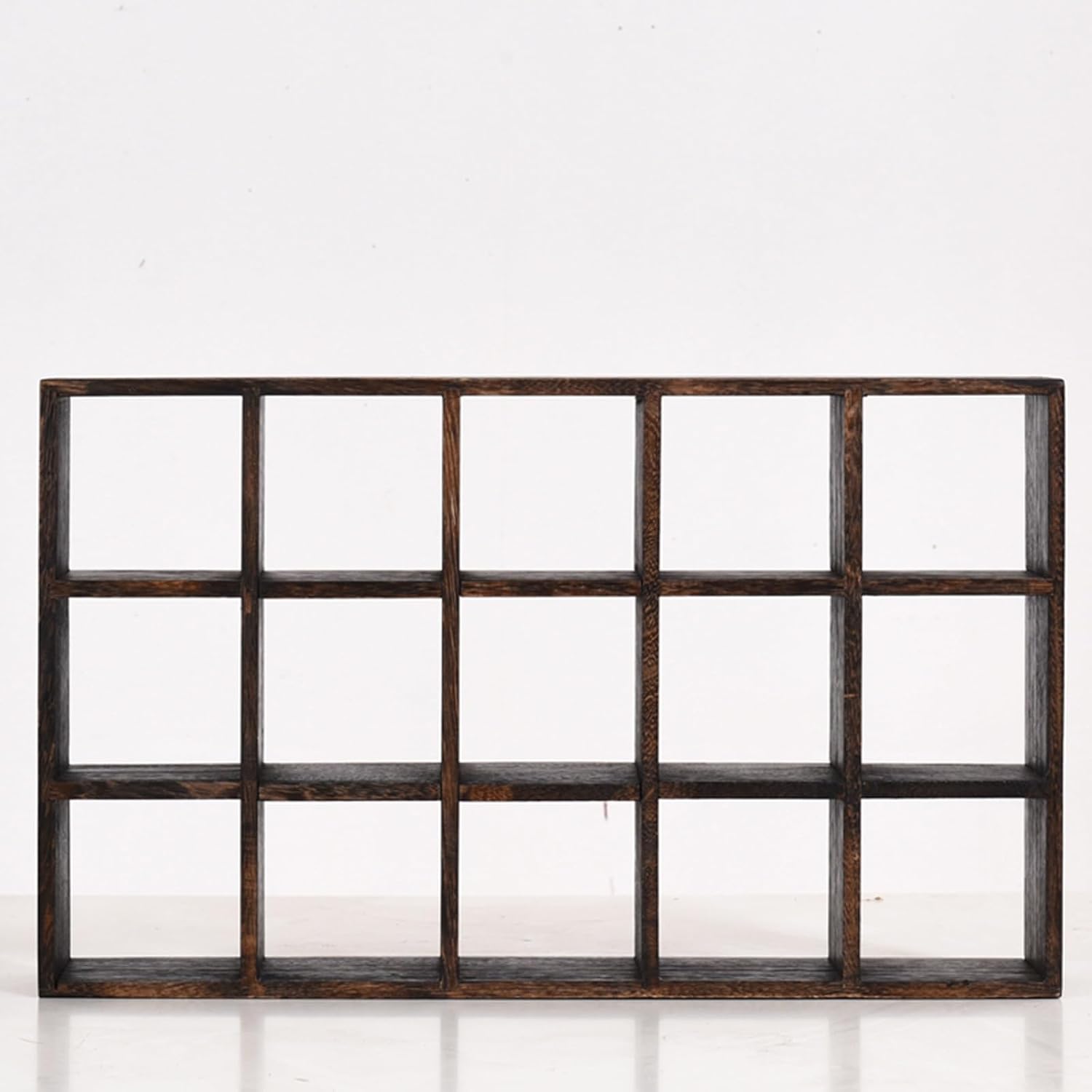 Wooden Tea Mug Storage Freestanding Wall Mounted Coffee Cup Holder Collectibles Display Kitchen Shelf for Countertop Cubes Shelve (Brown 56x10x34cm)