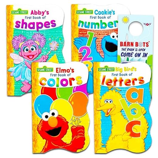 Sesame Street First Books Series; Big Bird's Letters, Abby's Shapes, Elmo's Colors, Cookie's Numbers [Board Book Hardcovers, 4 Books]