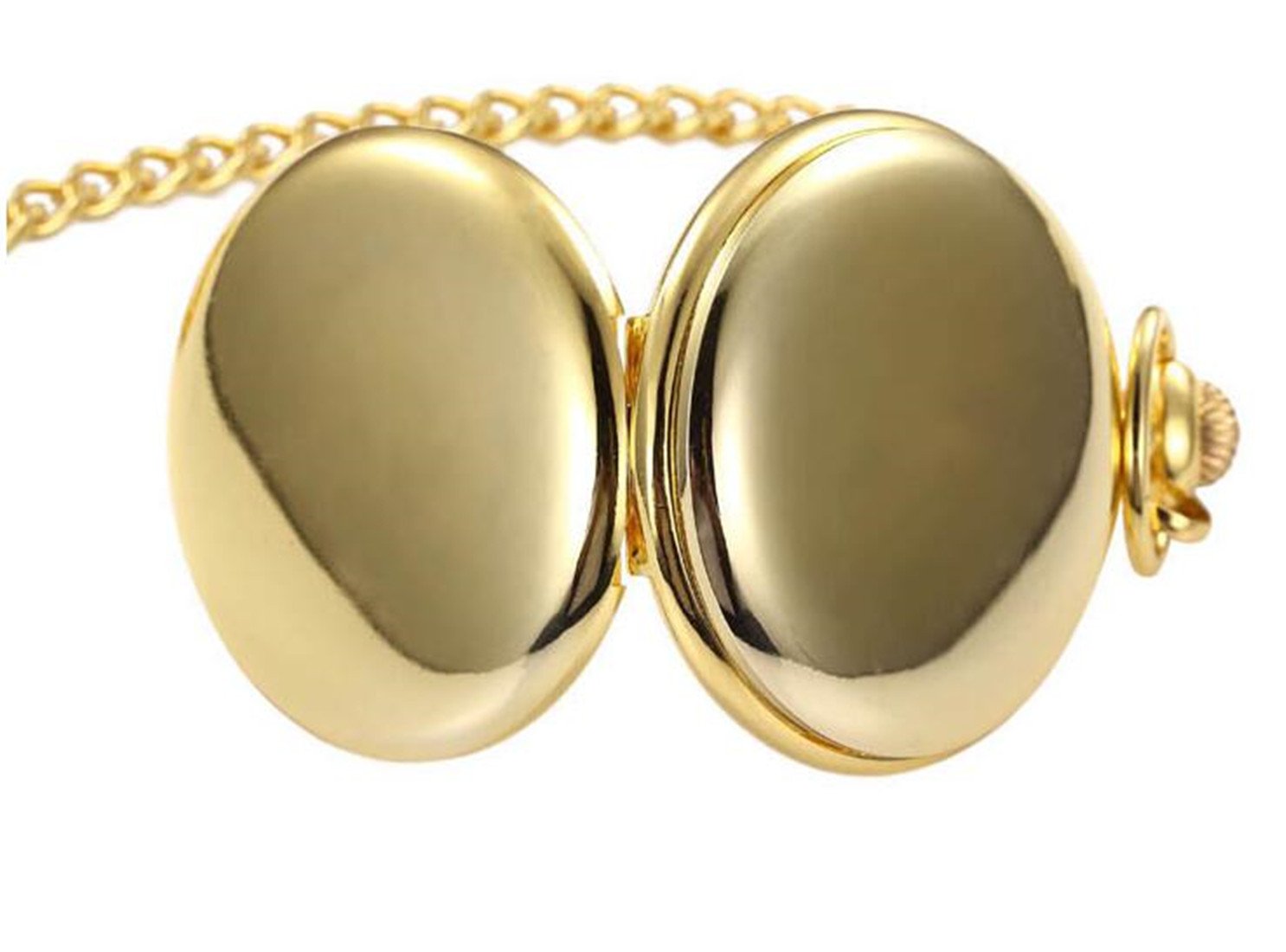 Tiong Montre de Poche à Quartz Lisse Vintage avec chaîne Courte pour Homme et Femme Le Jour de l'anniversaire la fête des pères de Noël