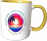 Vista 12 de 3dRose Carpinteria Beach, California. Life is better at the beach gift 11oz Two-Tone Red Mug