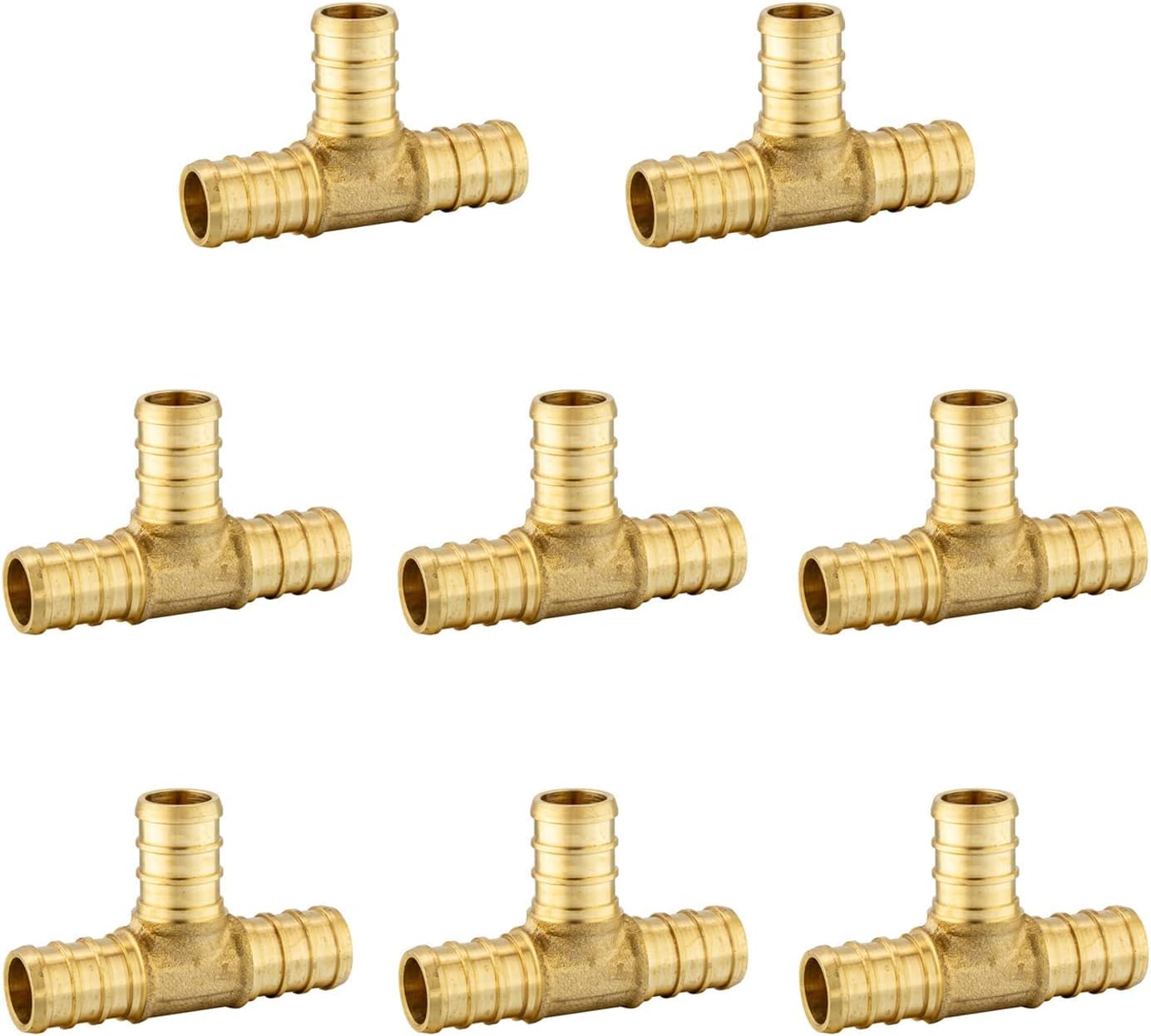 24 PCS EFIELD Barb Crimp Pex 1/2" Brass Fittings: Tee, Elbow and Coupling 8 Pieces each For Pex Tubing Connection