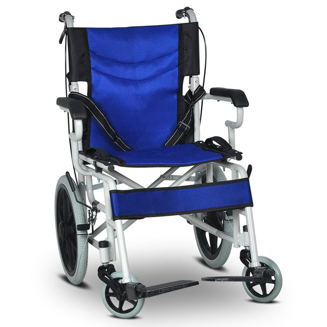 Sillas De Ruedas Plegable Ligera De Paseo Para Ancianos,Sillas De Ruedas Para Adultos,Silla Ruedas De Acero Para Personas Mayores,Reposapiés Abatibles, Ruedas Antipinchazos,Freno En Las Ruedas A