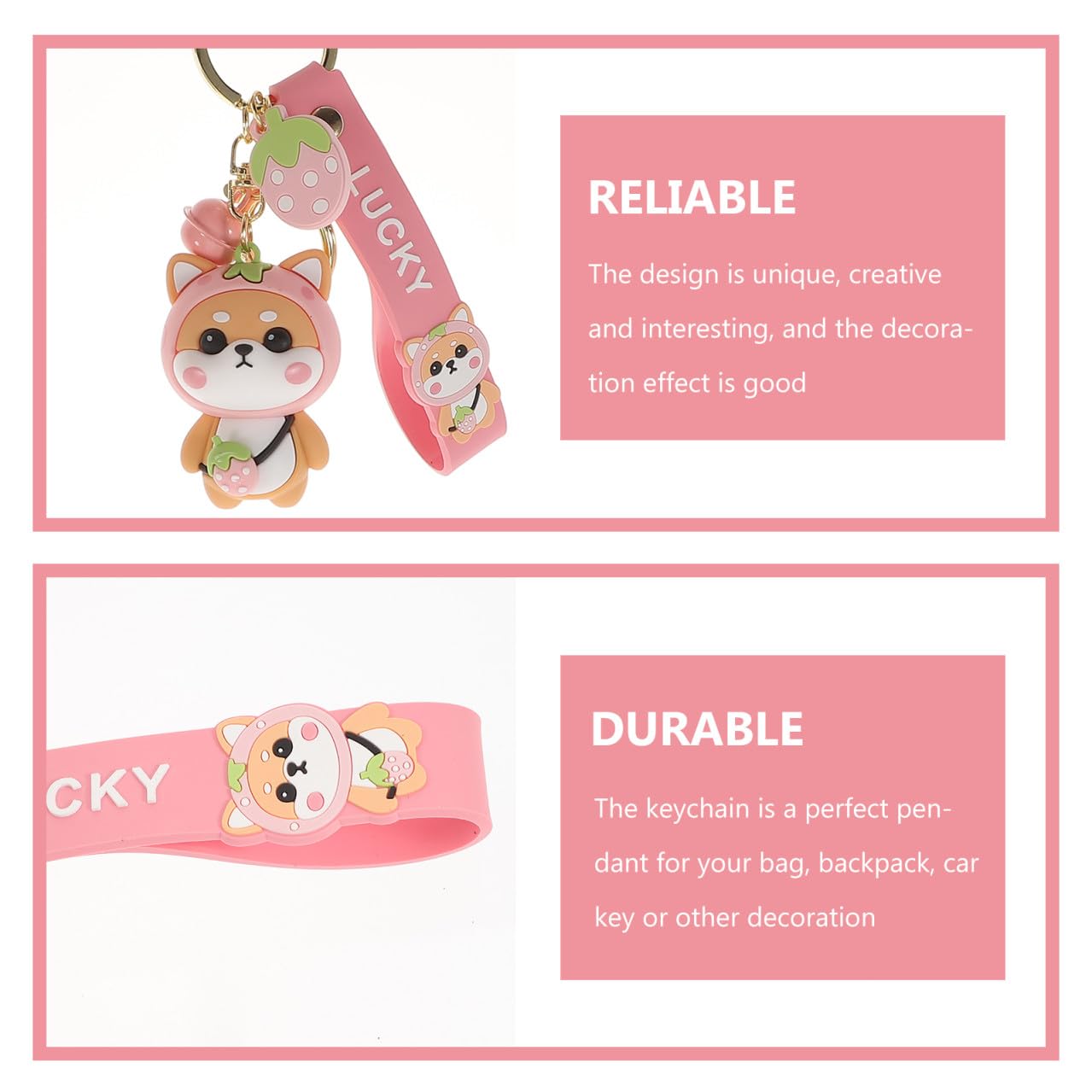 FRCOLOR Süßer Schlüsselanhänger für Kawaii Hundeschlüsselanhänger Cartoon Tier Design Dekorativer Schlüsselring für Taschen Rucksäcke Autoschlüssel Langlebig Praktisch