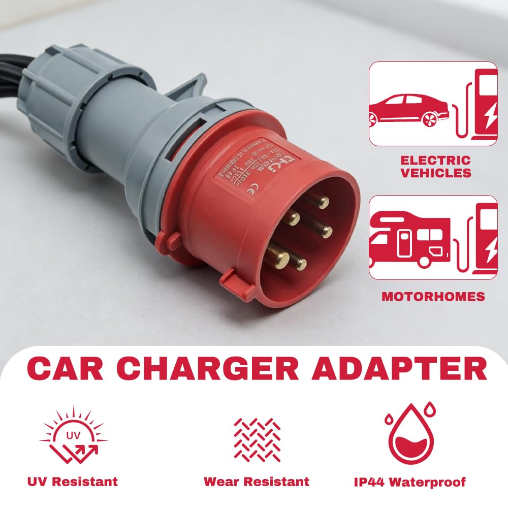 CEE Adapter Starkstrom Verteiler, 32A auf 16A Starkstrom Adapter, 415V Stecker auf 4X 240VAdapter, IP44 CEE AdapterSchuko für Caravan, Industrie, Außenbereich