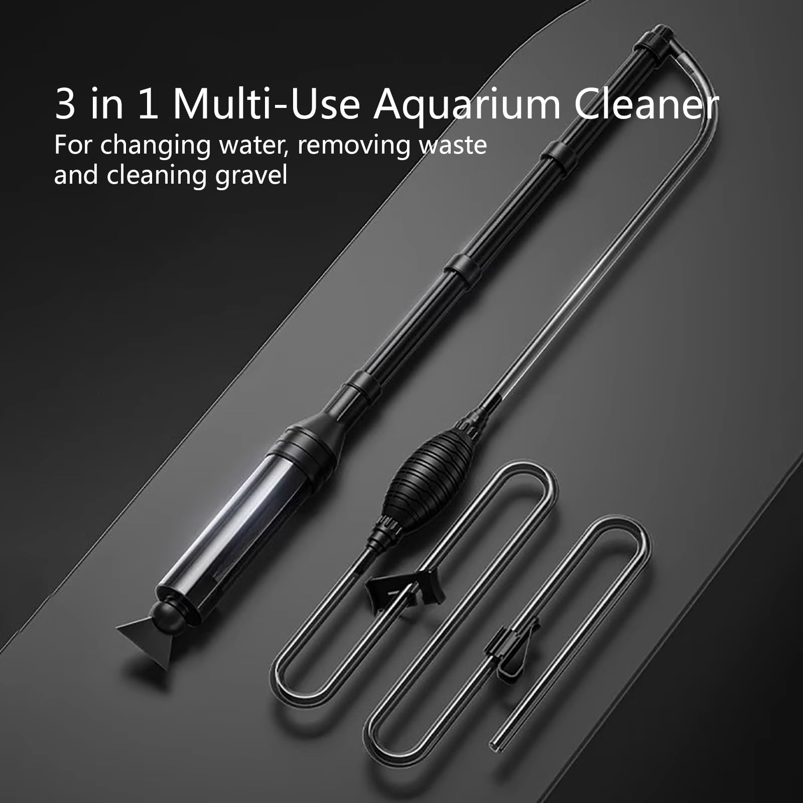 Limpiador Manual De Grava para Acuarios, Kit Limpiador De Arena para Peceras, Limpiador De Algas, Apto para Cambio De Filtro De Agua y Circulación De Agua(L)