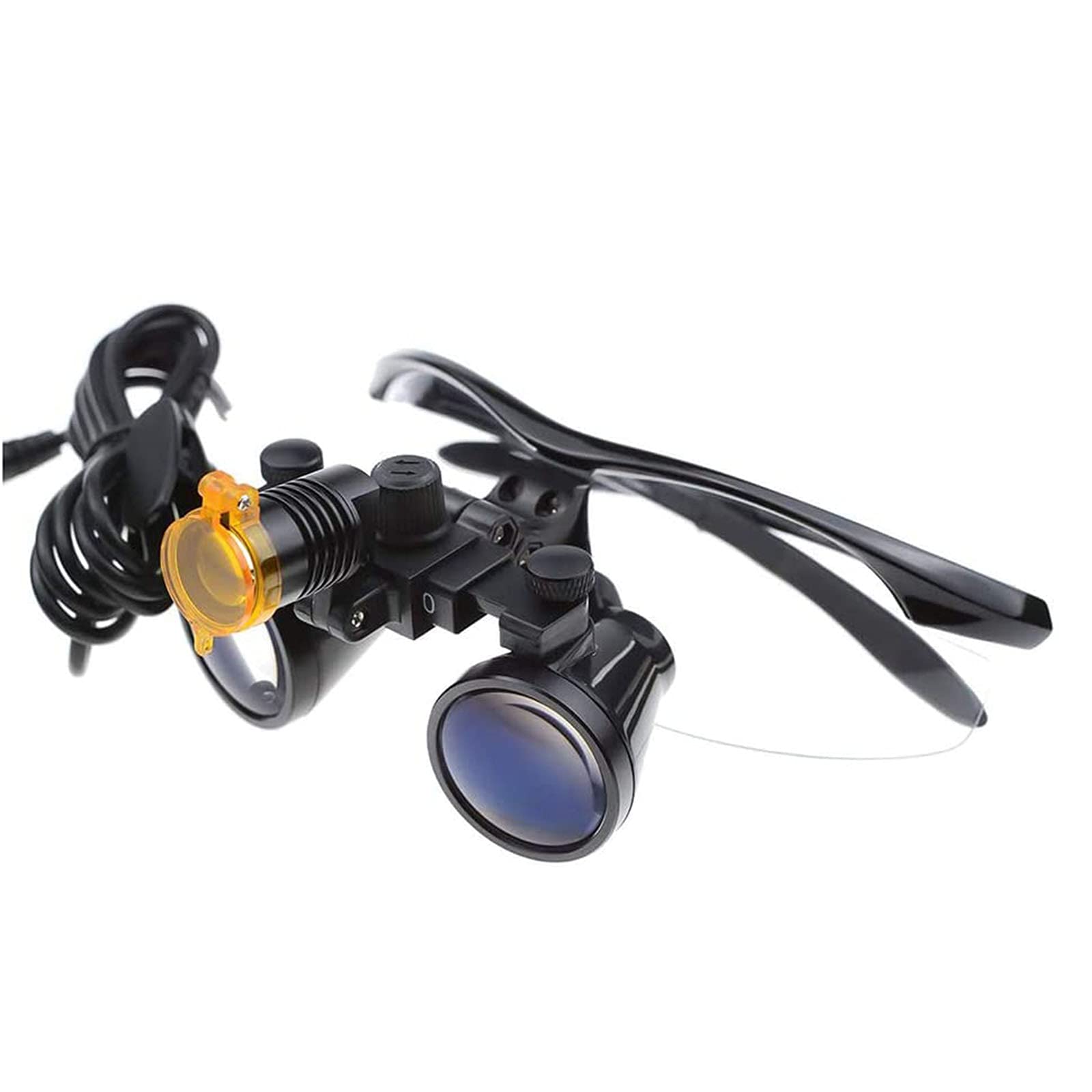 GaRcan Lupas dentales LED de 2,5/3,5X 5w, Lupa quirúrgica de Laboratorio médico, Lupa de Vidrio óptico Binocular con Faro Delantero (Negro 2,5X)