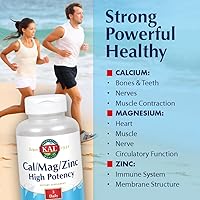 Vista 3 de KAL Cal/Mag/Zinc 1000 mg de calcio, 400 mg de magnesio y 15 mg de zinc Apoyo para huesos, músculos, corazón y sistema inmunológico 100
