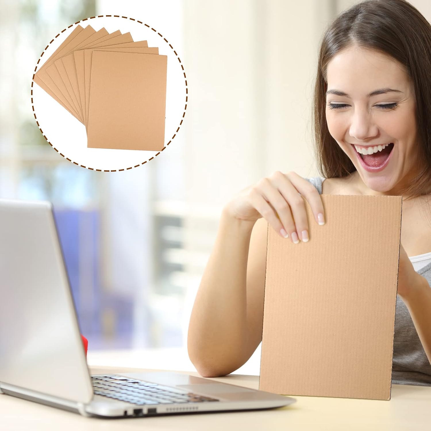 50 Pack Corrugated Cardboard Sheets Flat Hard Cardboard Inserts Back to School Classroom Supplies Flat Squares Separators for Shipping, Mailing, Packing, Art Projects, DIY Crafts(14 x 11 Inch,Brown)