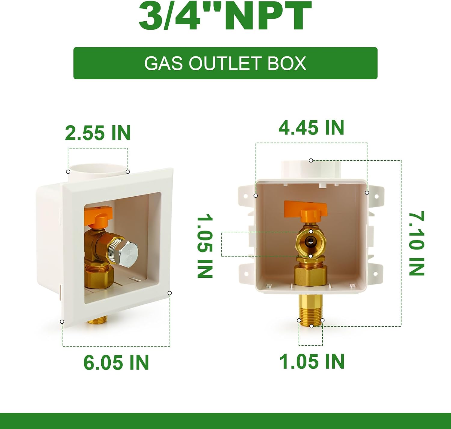 TAISHER 1pcs Gas Outlet Box,3/4" NPT,Brass Gas Supply Box with White Plastic