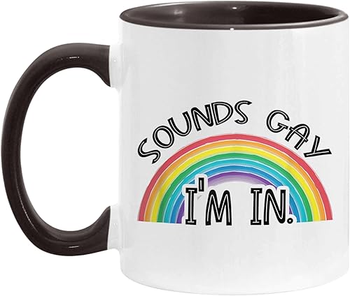 Mens Sounds Gay I'm in With Rainbow Flag For Pride Month Cute Cups Acent Taza de café de 11 oz
