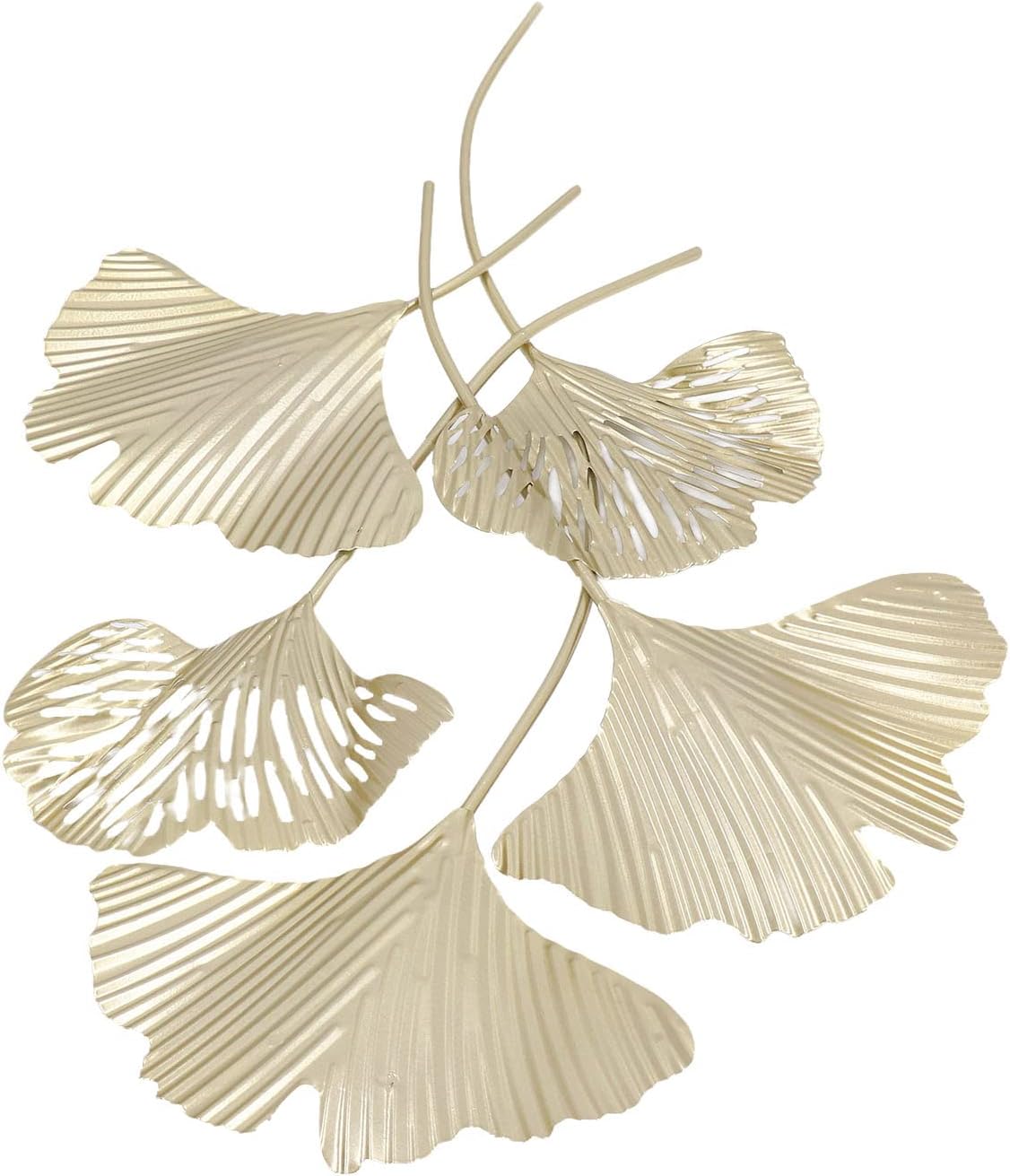 Jiawu Metal Wall Decor, 23.6 X 13.8 Golden Ginkgo Leaves Decor Wall Plaque, Modern 3D Chic Leaf Metal Wall Hanging Decor, Wall Art Sculpture for Living Room/Office/Study/Hotel (Jiawutip1ngq8fw)