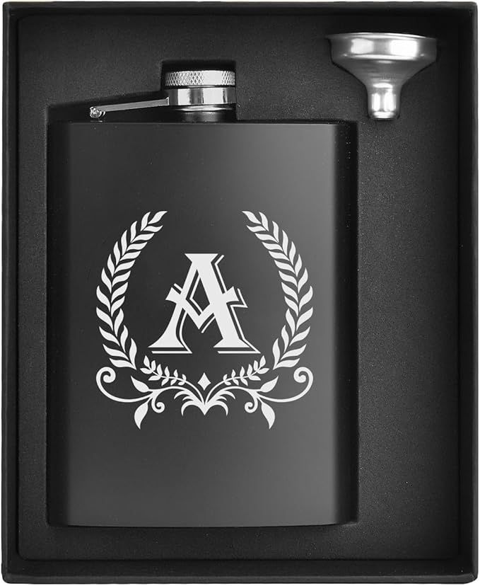 Monogrammed Hip Flask With Funnel In Gift Box By Jonny's Sister - Foto 11