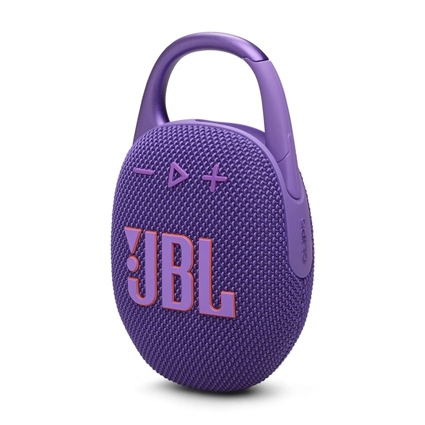 JBL Clip 5 Speaker Bluetooth Portatile, Altoparlante Wireless Compatto, Moschettone Integrato, Waterproof e Resistente alla Polvere IP67, fino a 12 h di Autonomia, App JBL Portable, Viola