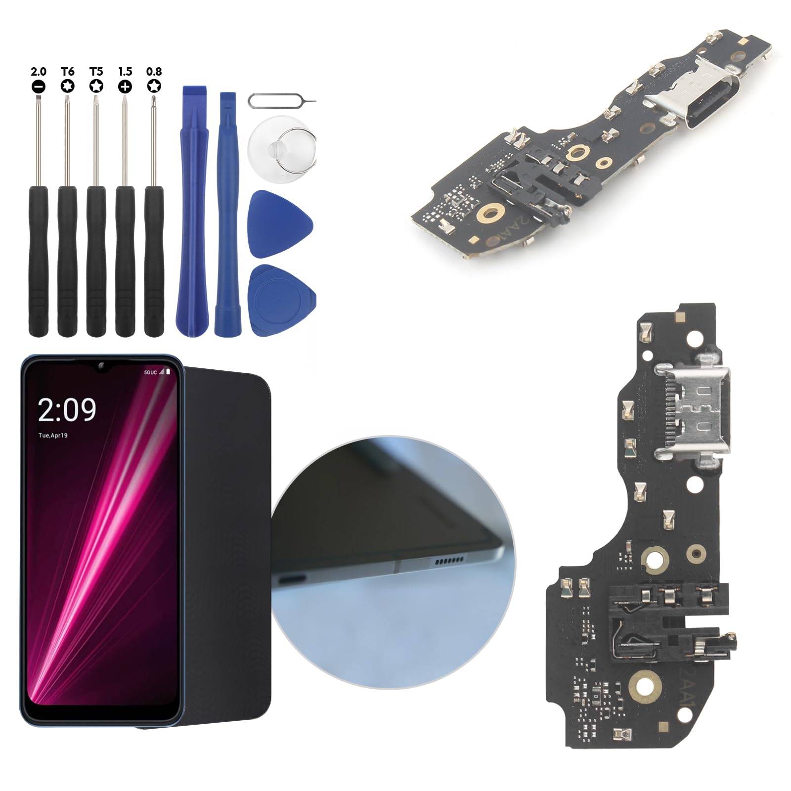 Dock Connector for T-Mobile Revvl 6/6 Pro TMAF025G USB Charging Port Flex Cable Replacement for T-Mobile Revvl 6/6 Pro Type C Charger Dock Board Connector with Tools