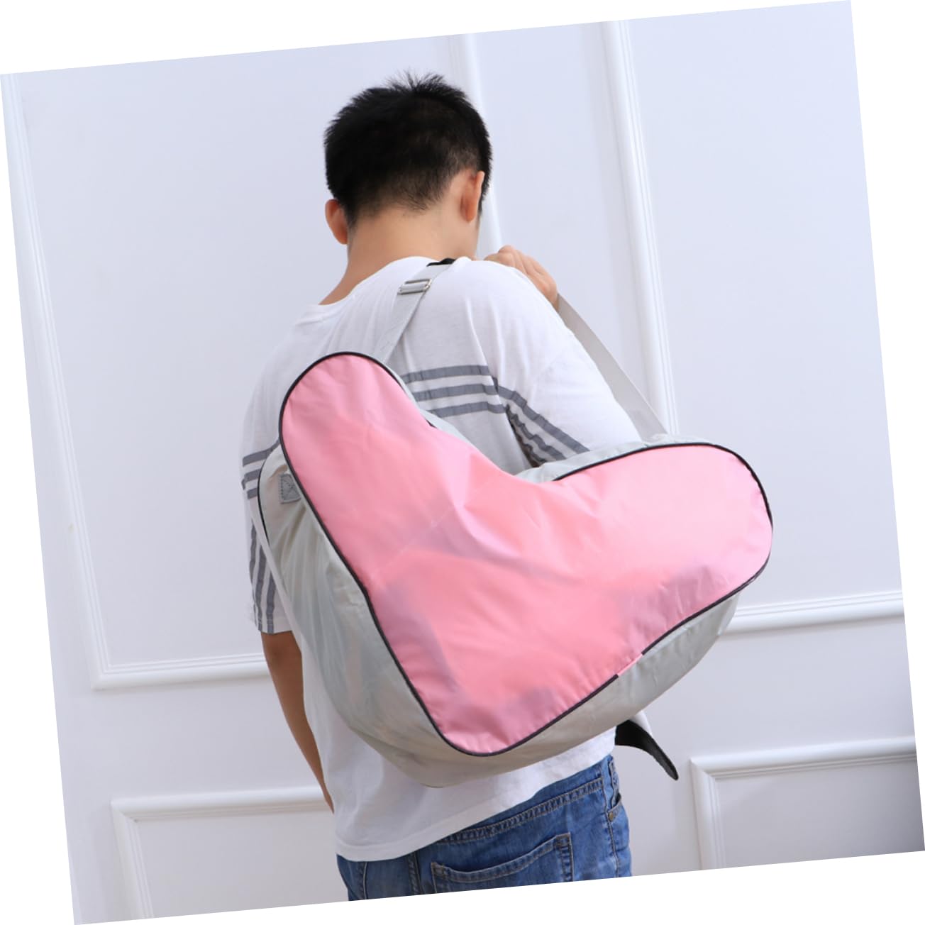 TOYANDONA Borsa per Pattini a Rotelle Triangolare Rosa, 2 Pezzi | Tessuto Oxford, Design Portatile Riutilizzabile, Facile da Pulire per Pattini e Scarpe