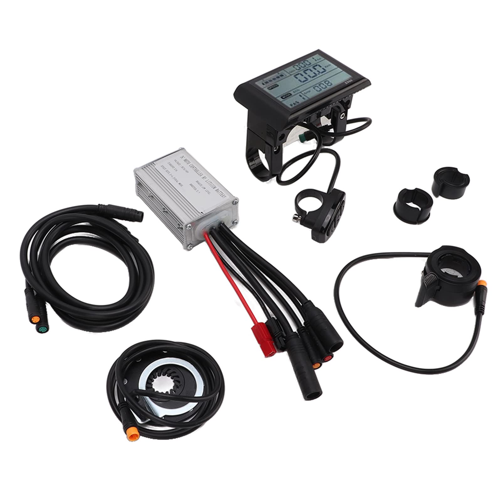 Zestaw do konwersji roweru elektrycznego – Pasuje do silników 250 W i 350 W – Kontroler 15 A z wyświetlaczem LCD S900, przepustnicą kciukową 130X i czujnikiem wspomagania mocy 8C