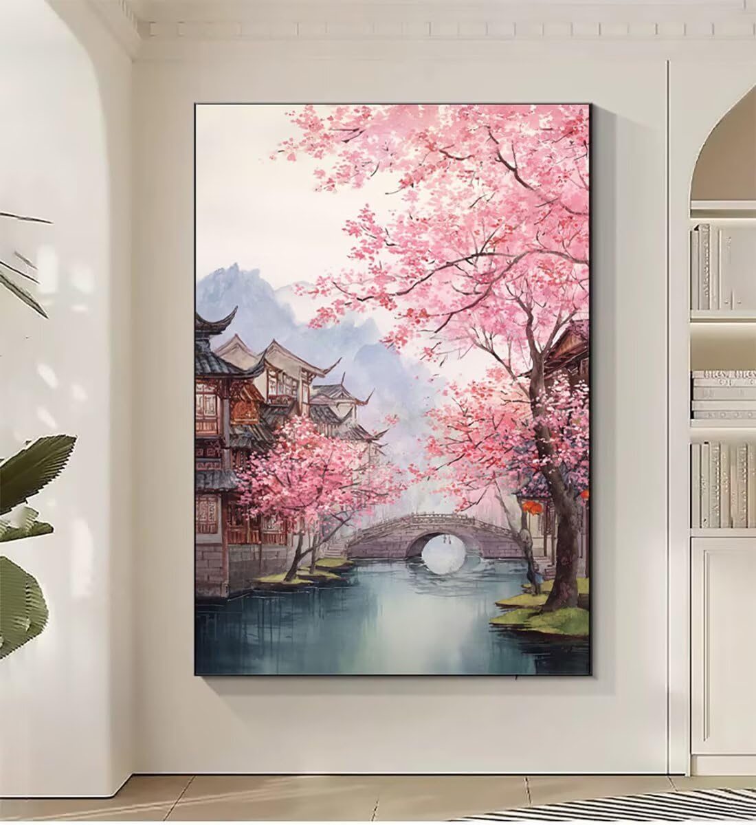 Landschaft Brücke Malen Nach Zahlen Erwachsene, Paint by Numbers Adult Anfänger Kreativ Set für, Heimwerk Malen Nach Zahlen Kinder, Pinsel und 36 Acrylfarbe Als, Deko Wohnzimmer 60 x 80 cm BJHWK680