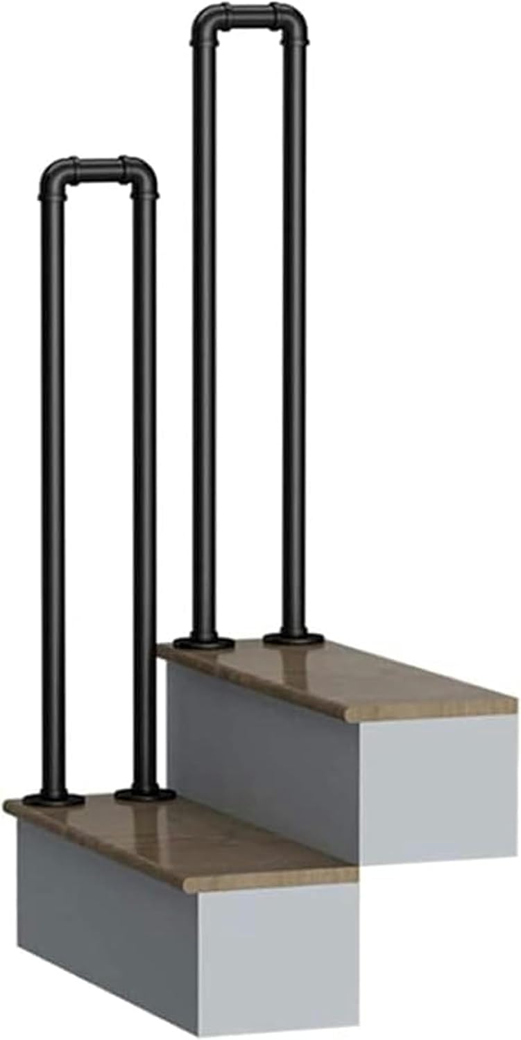 AMNOOL Staircase Handrails Iron Black Loft Railing, Handrail Picket, Hand Rails for Outdoor Steps Black, Safety Stair Rail for Kids Elderly/95Cm(3.1Ft)-*1