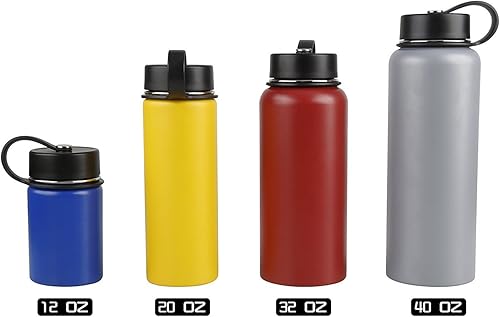 Miniatura 8 de Tahoe Trails - Botella de agua de 12 onzas de acero inoxidable con aislamiento al vacío de doble pared., 12 onza, Amarillo