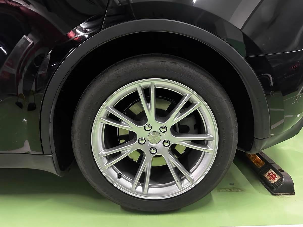 Silver Wheel Center Hub Caps with Tesla Emble Brand Center Caps for 2019-2024 Model Y with 20 Silver Lug Nut Covers