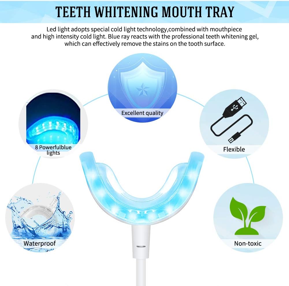 Bestidy Best Gift Teeth Whitening Kit with 16x LED Light, Professional Teeth Whitener System Set Without Sensitive, Includes 3 Smart Teeth Whitening Pens, Effectively Whitens in 10 Minutes (White)