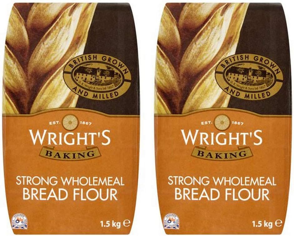 Wright's Baking Strong Wholemeal Bread Flour 1.5kg (Pack of 2)