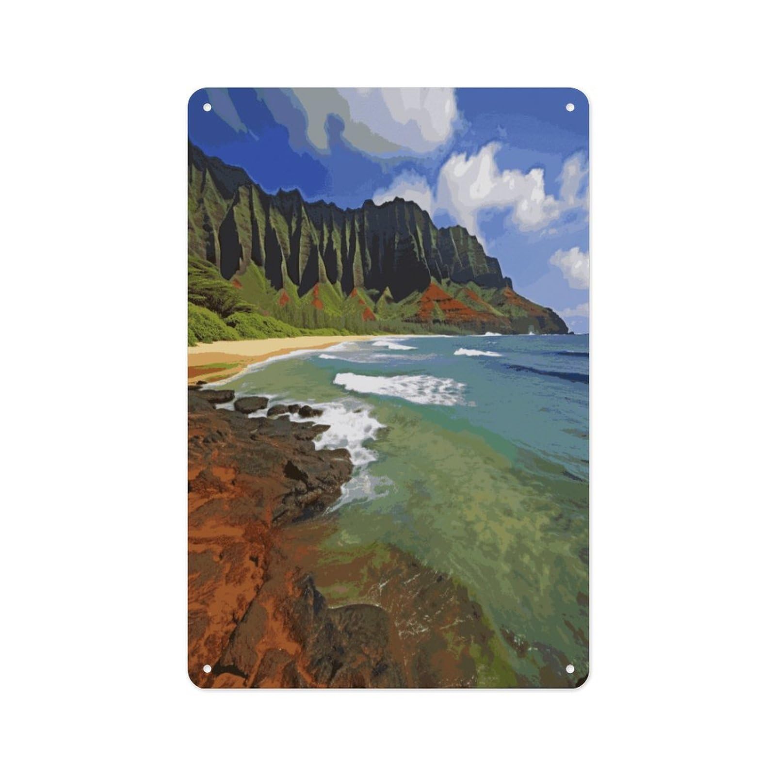 FekiLoot Kauai Hawaii Seashore Wall Decor Metal Signs Tin Signs Poster