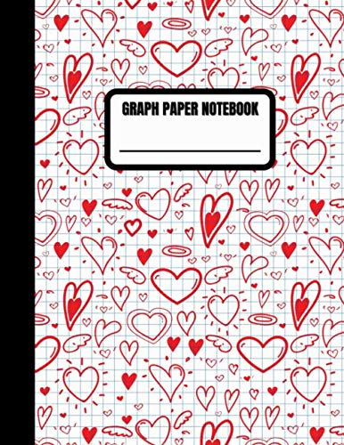 Graph Paper Notebook: 4x4 Quad Ruled Composition | Math, Science, Chemistry, Accounting | Red Heart Doodles