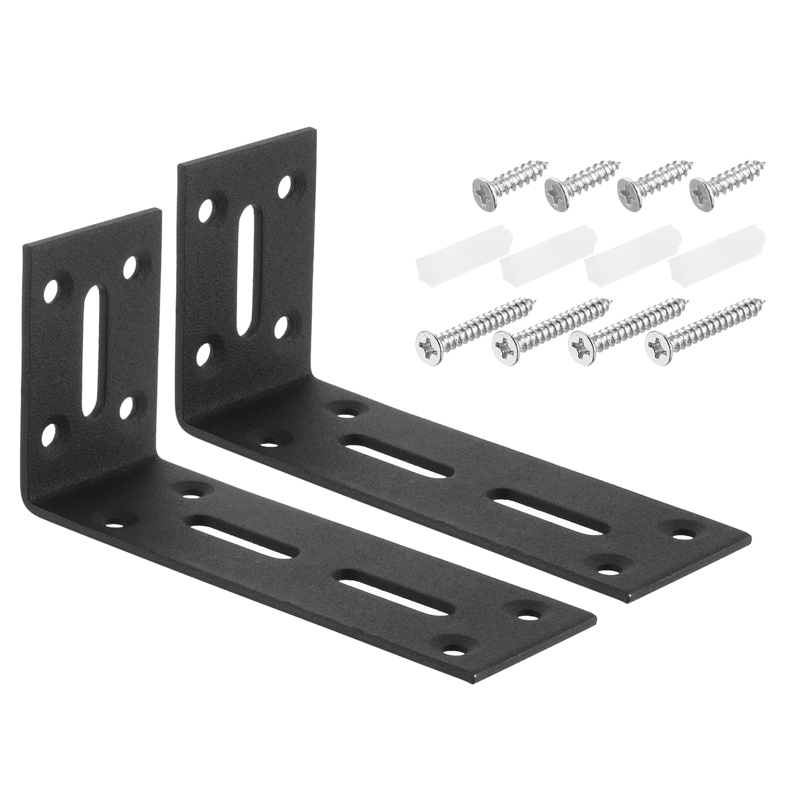 uxcell L Corner Braces, 2Pcs 120x40x60mm - Stainless Steel Adjustable Corner Code, 90 Degree Slotted Angle Bracket for DIY Furniture Mending Shelf (