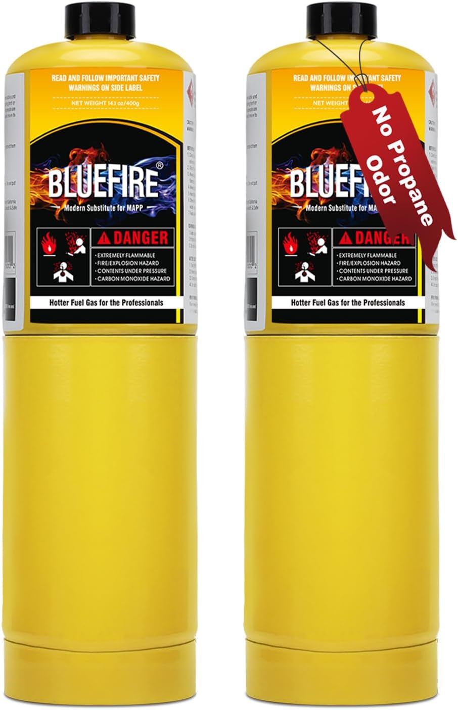 BLUEFIRE MAP MAPP Gas Torch Style Cylinder 14.1 oz 99.9% High Purity Propylene Equal To MAP-PRO Hotter than Propane Cooking MAP Gas to Broil Sous for Welding Brazing on Propane Torch (2)