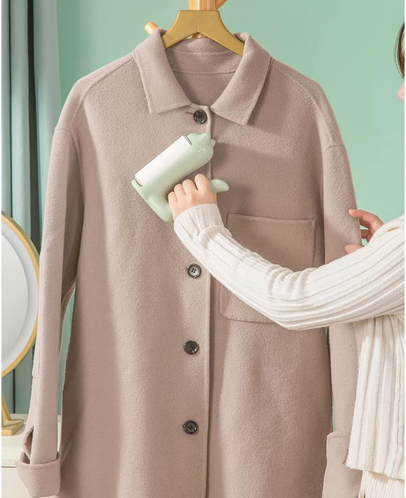 Cute Cat Shape Lint Roller Extra Sticky for Pet Hair, 420 Sheets/1 Handle with 7 Refills, Lint Remover Go Beyond Animal Fur Rodillo quitapelusas Fur Removal Tool(Color:White)