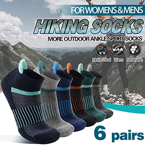 Anlisim Merino Wool Quarter Hiking Socks Compression Warm Thermal Winter Thick Cushion Running Moisture Wicking No Show Socks Gifts Stocking Stuffers For Women Men 6 Pairs thumb #1