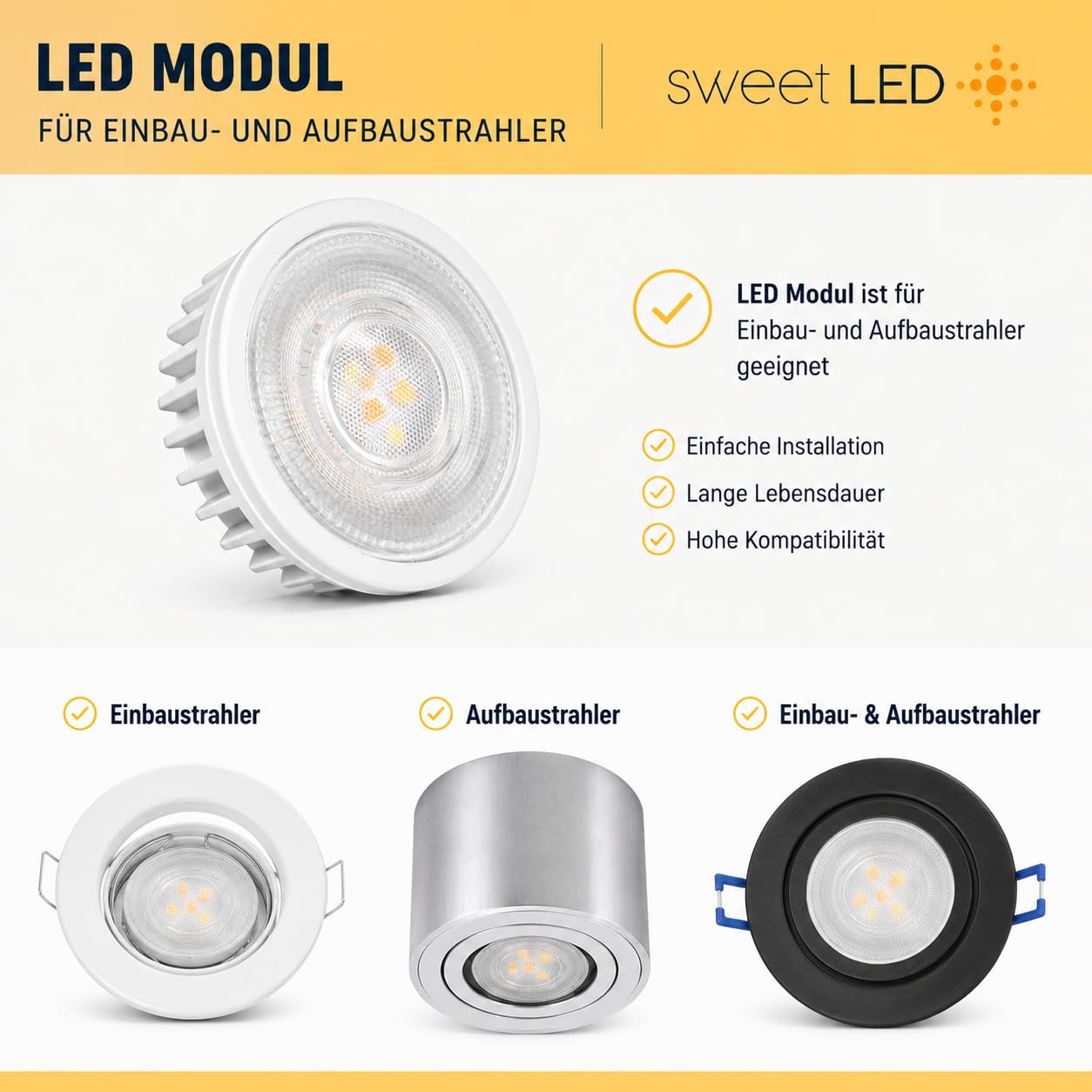 Sweet Led 8er Set LED Modul flach CCT 5W 460lm Ø50x23mm GU10 Ersatz 230V