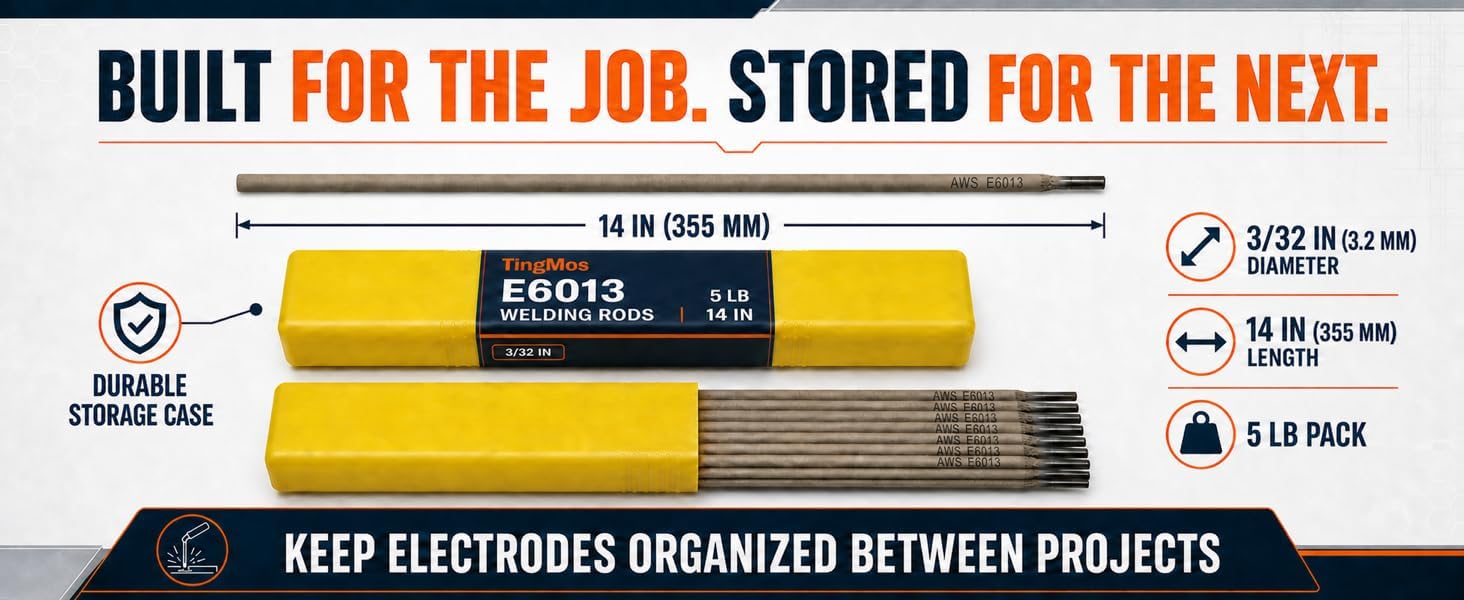 E6013 3/32 Inch Carbon Steel Stick Welding Electrodes, AC/DC, 5 LB