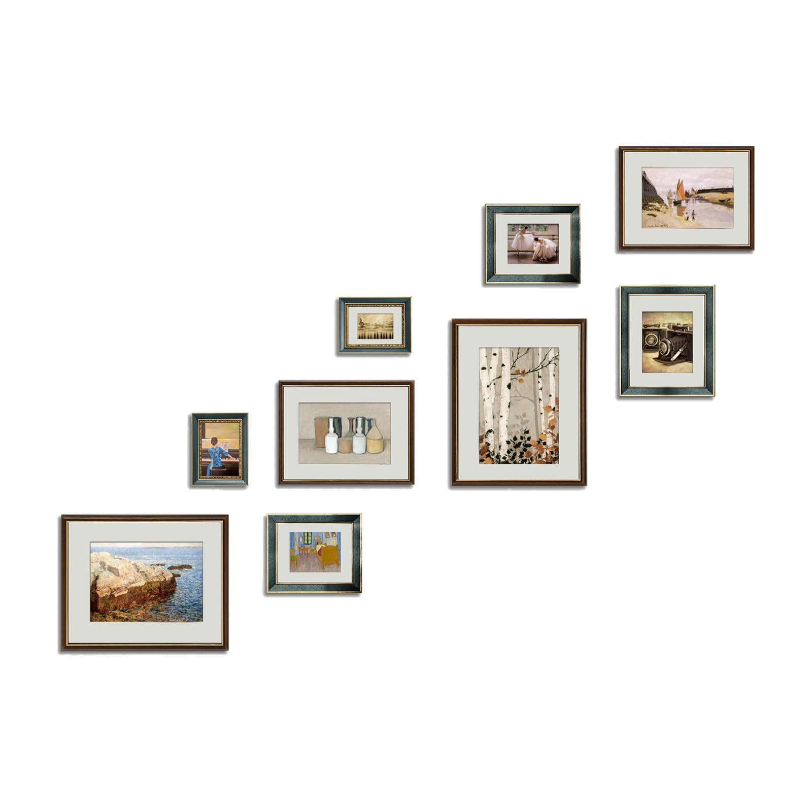 Dekoracja schodów Ściana Zdjęcia Kombinowane Kolaż Ramki Ścienne Zestaw Galerii Ściennej,Multi Photo Frames Set Nordic Style Nadaje Się Do Zmiany Własnych Zdjęć Do Powieszenia lub