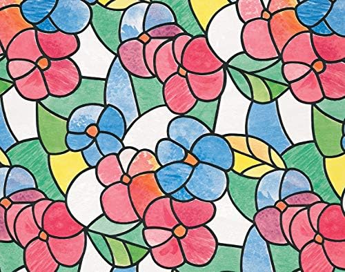 d-c-fix Window Privacy Film Lisboa Red Stained Glass Self-Adhesive Two Way Day and Night Decorative Vinyl Covering for Home Door Bathroom Decal Sticker 17.7" x 78.7"