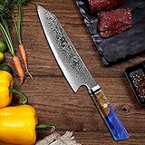 Cuchillo de cocina profesional de damasco de 32,6 cm, con mango elegante