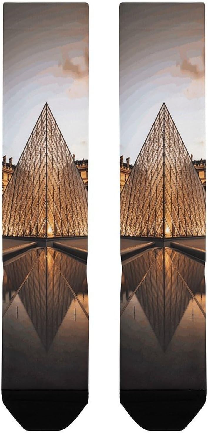Louvre Museum in Paris Compression Socks for Men Women, Soft Breathable Knee High Socks Comfort Over The Calf Tube Sock