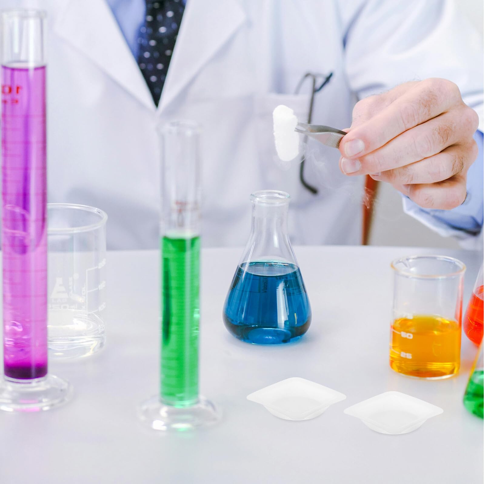 100 Piatti Di Pesatura in Plastica Resistenti, Mini Vassoi Da Laboratorio Portatili Per Campioni, Contenitori Di Pesatura Precisi Per Uso Scientifico e Industriale