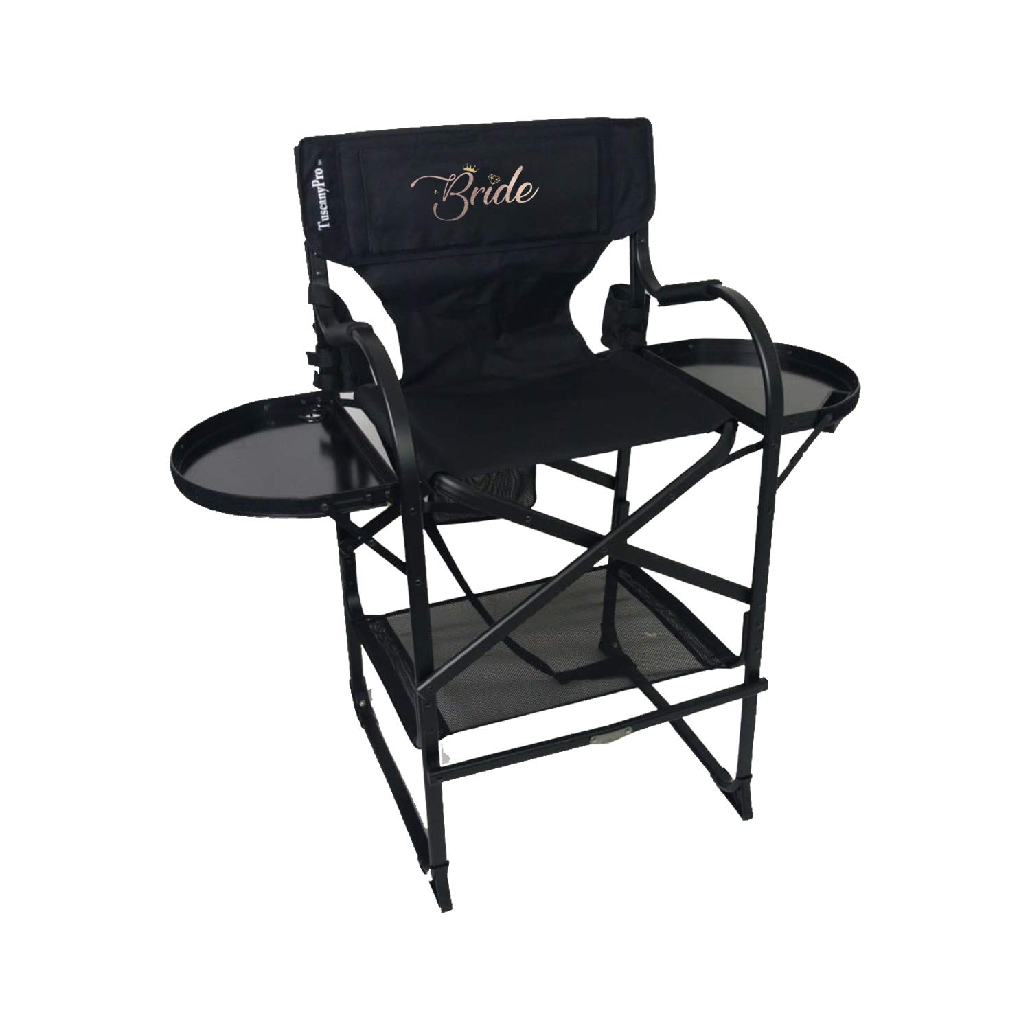 Tuscany Pro Bridal Tall Heavy Duty Director Chair - Perfect for Wedding Makeup for Bride - Italian Design with Adjustable Seat Height - Carry Bag Included