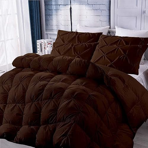 Miniatura 10 de Juego de edredón plisado de 3 piezas 100% algodón natural de 500 GSM, tamaño California KingKing (104 x 94 pulgadas) (5 piezas), color blanco,