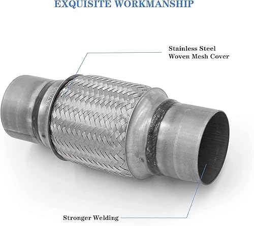Miniatura 7 de RP Remarkable Power, RK7550-Tubo flexible de escape de acero inoxidable resistente de 3 x 6 pulgadas, OL, paquete de 2