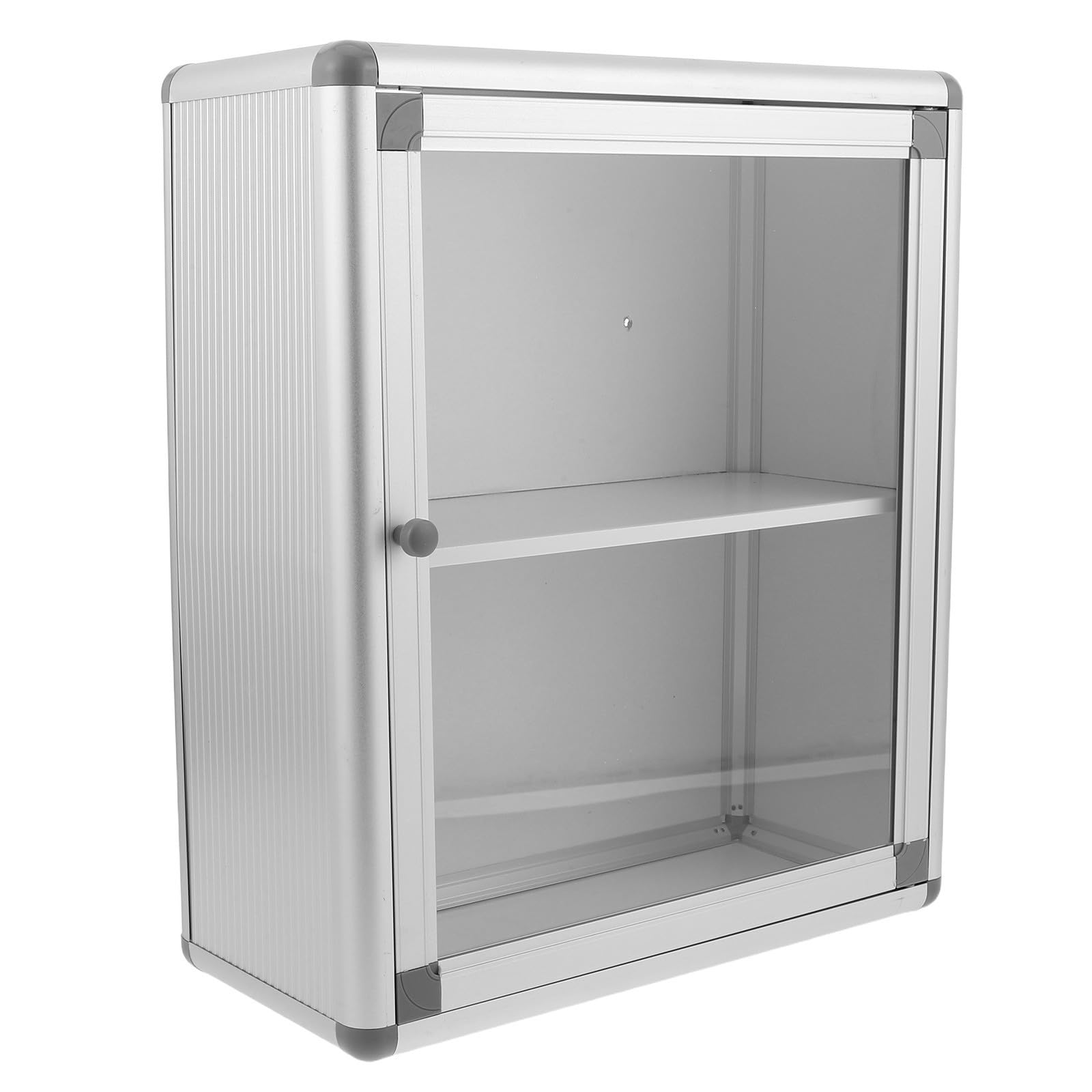 Uonlytech Botiquín Caja de Medicamentos Multifuncional con Ventana Transparente Metálico Plata de Pared para Bancos y Lugares de Alta Afluencia