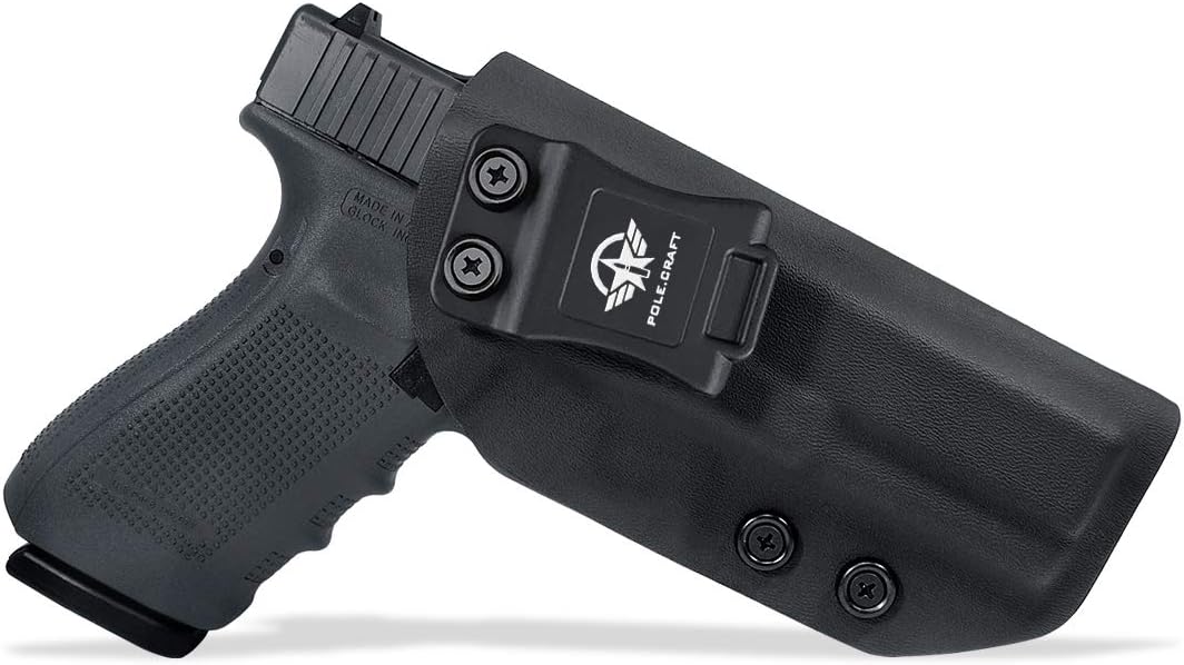 POLE.CRAFT IWB Kydex Holster Custom Fits: Glock 21 / Glock 20 (Gen 3 4 5) & Glock 22 Gen 5 - Inside Waistband Carry - Adj. Cant Retention - Cover Mag-Button - No Wear - No Jitter