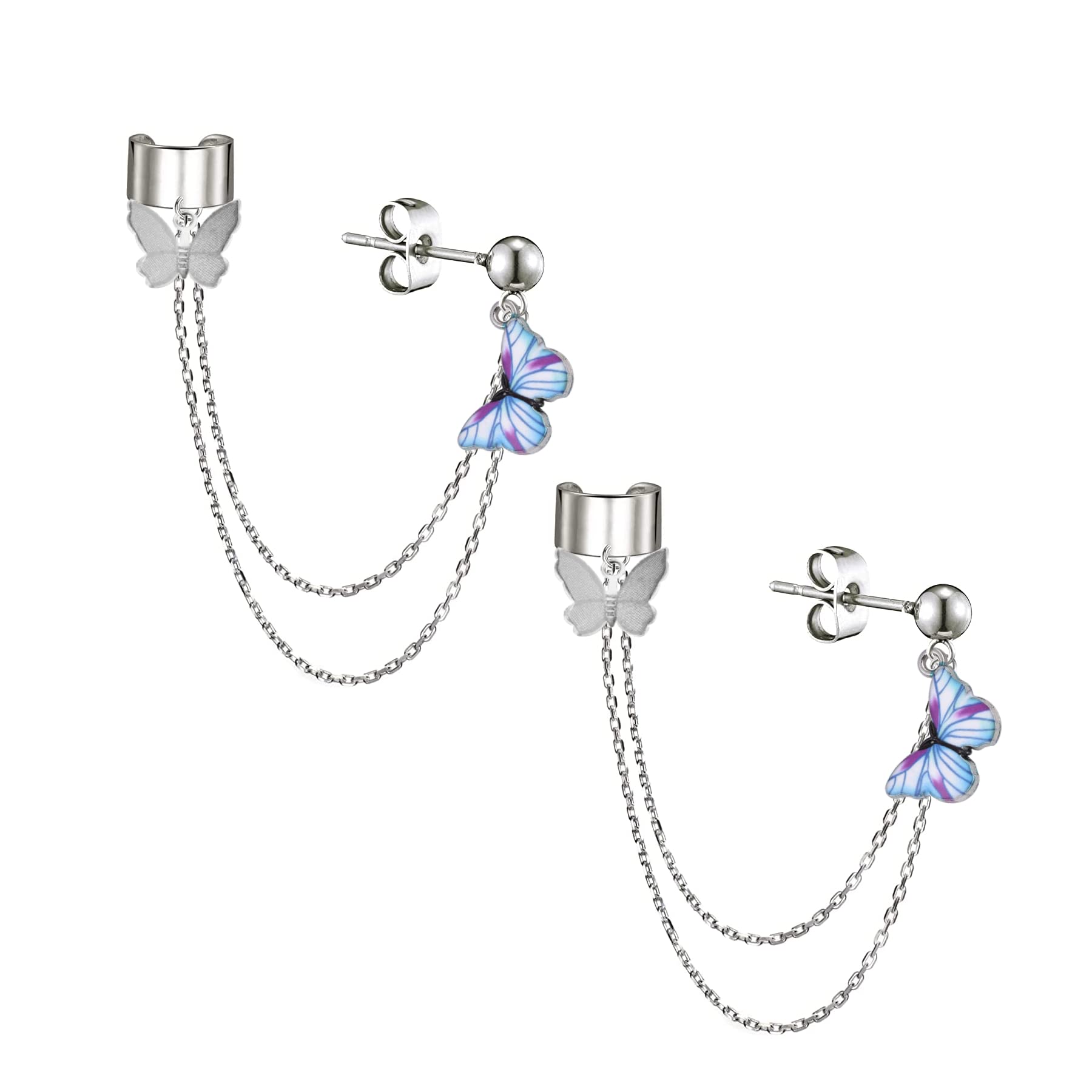 Via Mazzini No-Tarnish No-Fading Chains Medley Butterfly Ear Cuff Earrings For Women And Girls (ER2068) 1 Pair (B0BFX96DBV) Amazon Price History, Amazon Price Tracker