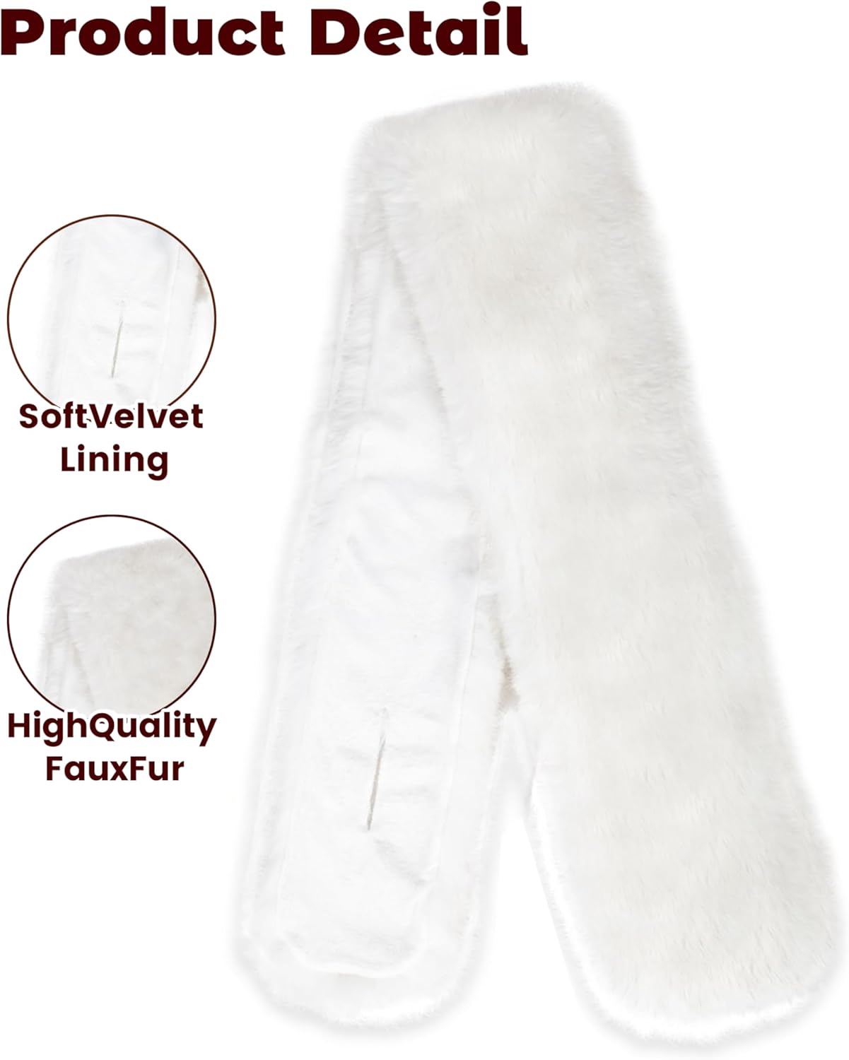 Women's Faux Fur Shawl Wraps Winter Warm Long Fluffy Collar Scarf Shrug Stole - Image 2